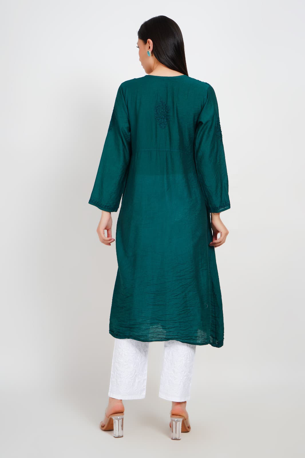 The Return of a Teal Treasure – Handcrafted Chanderi Angrakha Elegance