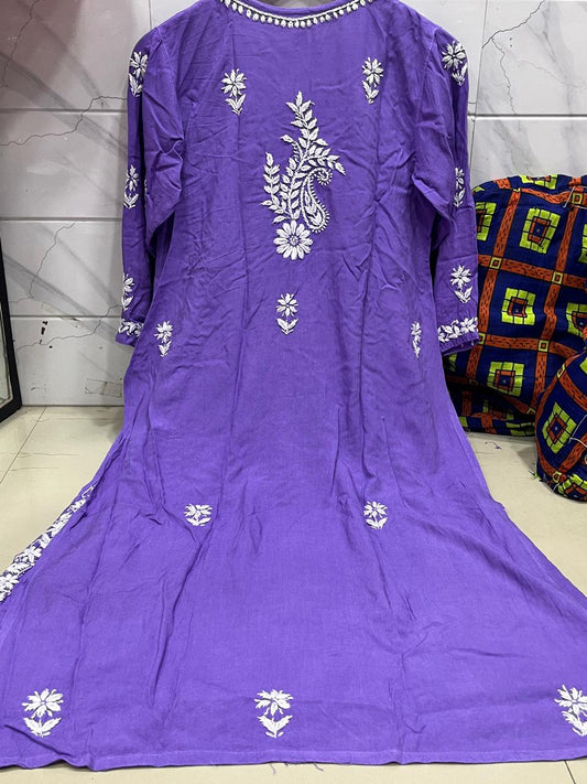 Royal Purple Rayon Naira Cut Kurti