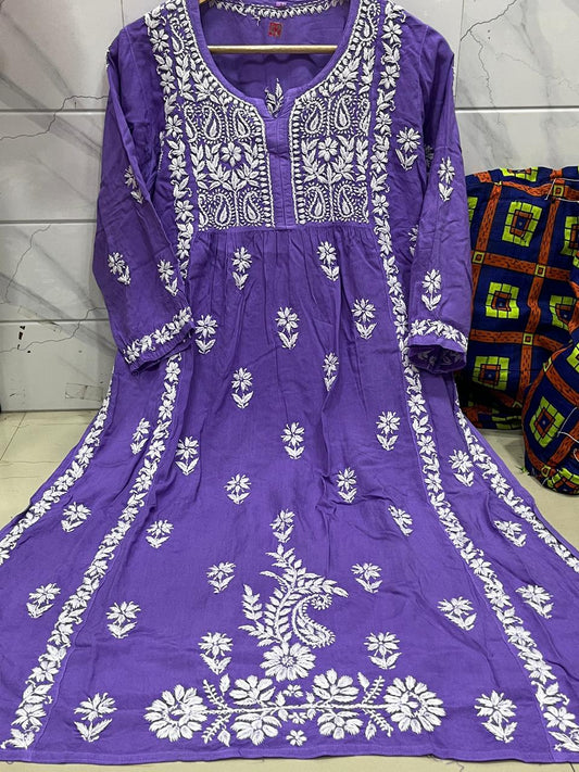 Royal Purple Rayon Naira Cut Kurti