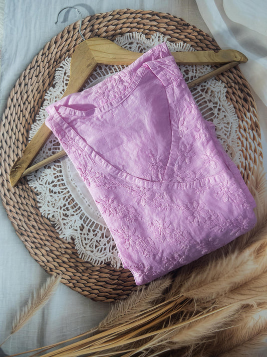 The Lavender Veil – Traditional Angrakha in Chikankari Grandeur