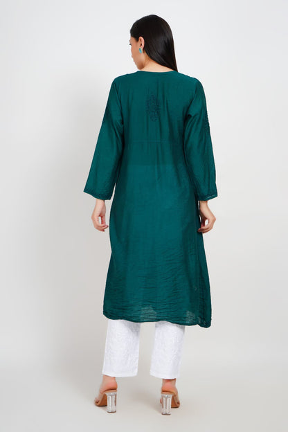 The Return of a Teal Treasure – Handcrafted Chanderi Angrakha Elegance