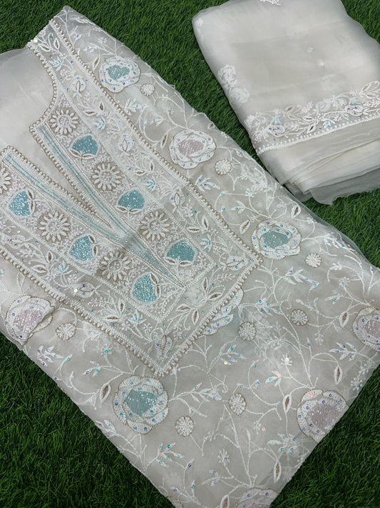 Aurora Organza Silk Shirt & Dupatta Set – Embracing Tradition with Grace & Grandeur